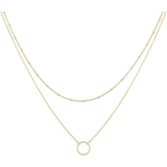 Layered Heart Necklace Pendant Handmade 18k Gold Plated Dainty Gold - Picture 7 of 7